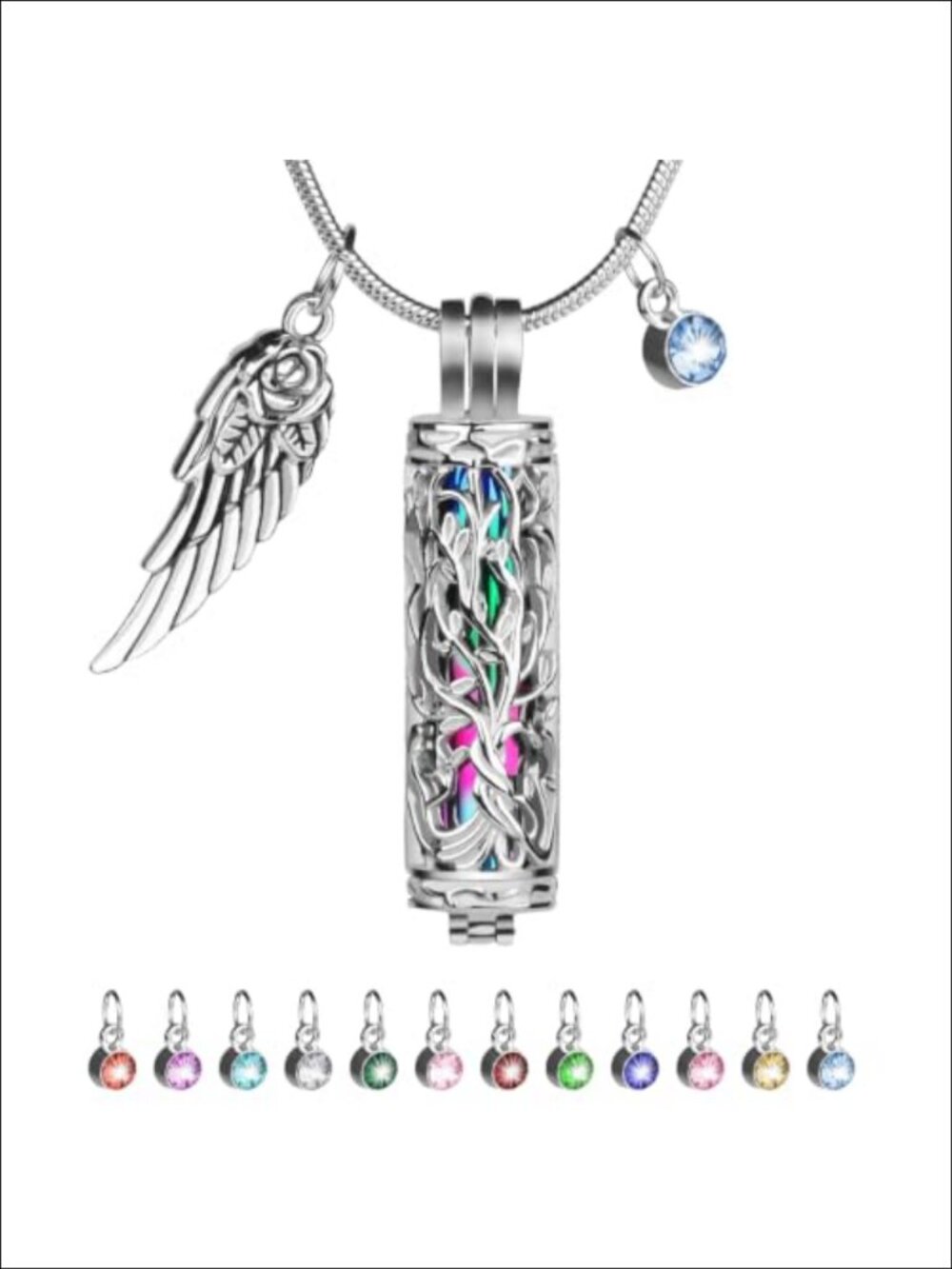 Tree of Life Urn Necklace for Ashes Stainless Steel Cremation Jewelry Memorial